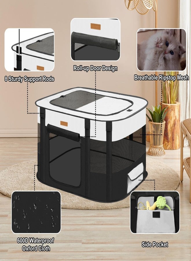 Akinerri Dog Playpen - Foldable Cat Play Pens for Pubby,Kitten, Rabbit,Portable Pet Tent with Carring Bag for Indoor/Outdoor Travel Camping (Black-Small) - Image 4